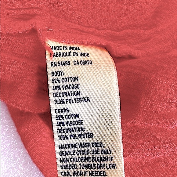 American Eagle Outfitters Top Embroidered Red Gauze Short Sleeve Summer Size XS - Picture 11 of 15